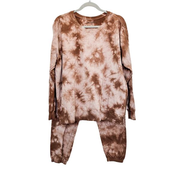 LACAUSA Slater Tie Dye Sweatshirt Jogger Sweatpant Set Brown Size Medium Large - Picture 1 of 7